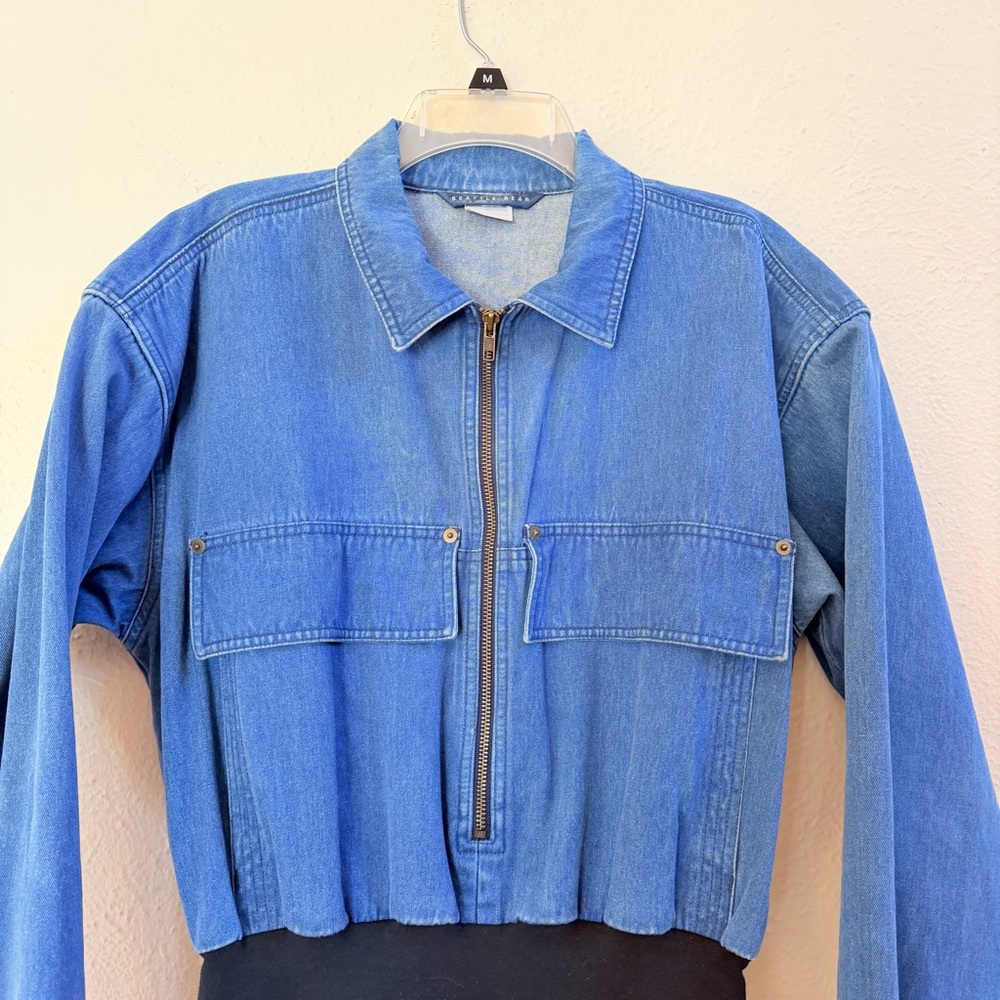 Vintage denim jumpsuit with black leggings - Picture 3 of 9